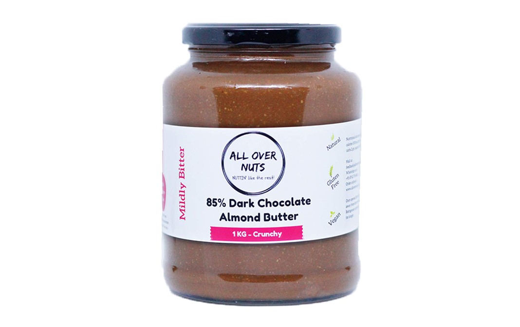 All Over Nuts 85% Dark Chocolate Almond Butter Crunchy  Glass Jar  1 kilogram